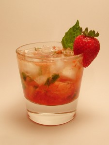 Strawberry-Basil Gin Prosecco Cocktail